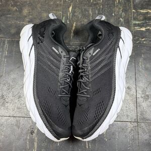 Hoka One One Clifton 6 Men’s Running Shoes Black/White Size 12  (1102872 BWHT)